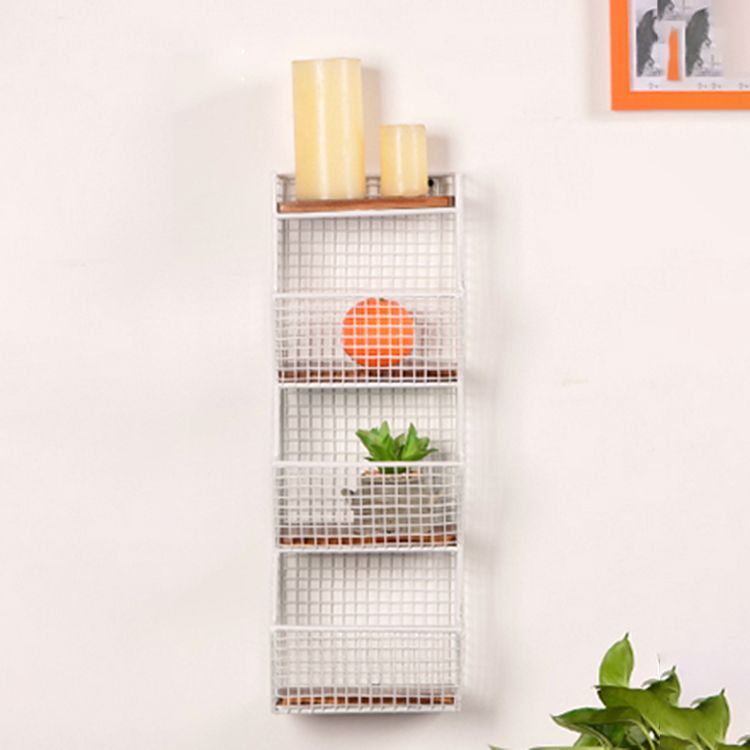 Industrial Wall Unit Bookshelf with Iron Frame Pine Wood Shelf