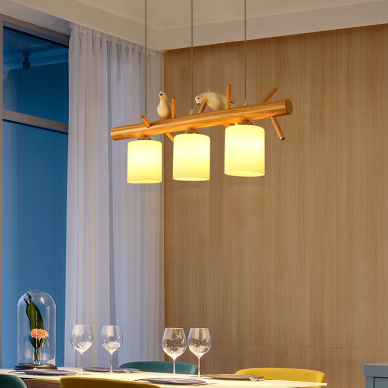 Contemporary Geometric Island Light Wood 3 Light Island Lighting Ideas in Brown