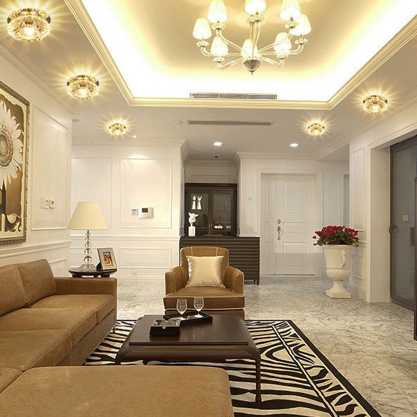 Plafonnier encastré ultra fin en cristal moderne pour salon