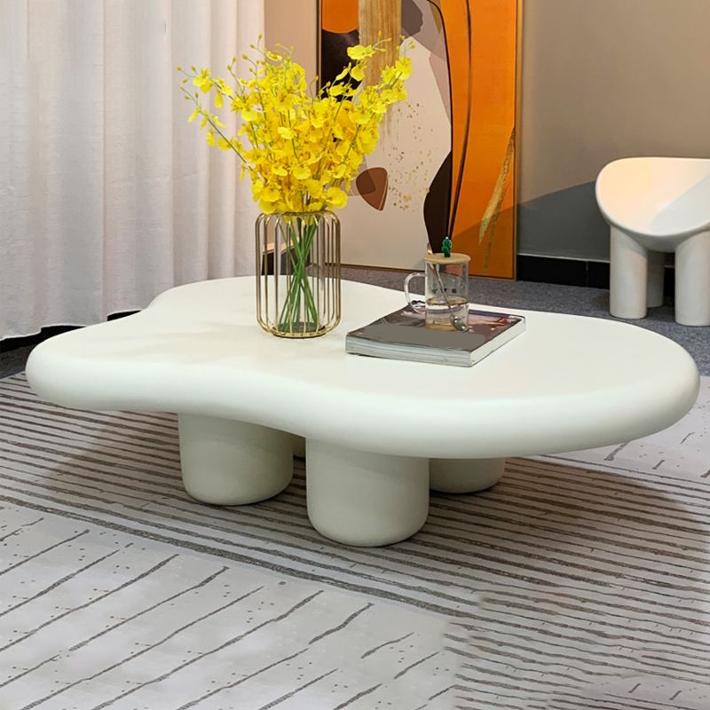 Modern Glass Steel Coffee Table with Four Legs Cocktail Table for Living Room