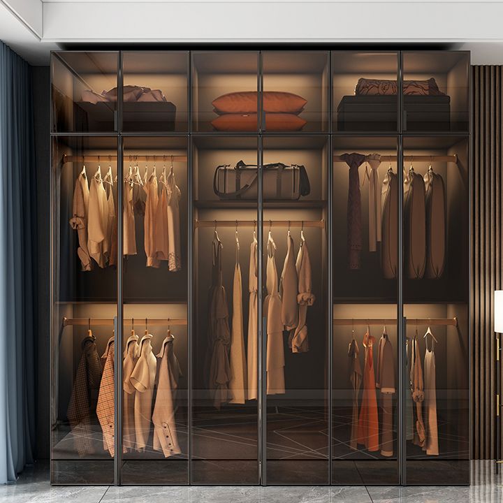 Modern Style Glass Wardrobe Bedroom Wardrobe Closet with Soft Close Door