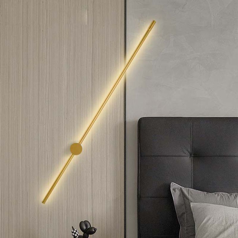 Minimalist Linear Wall Lighting Ideas Metal 47"/57" Width LED Bedside Wall Light Sconce in Gold