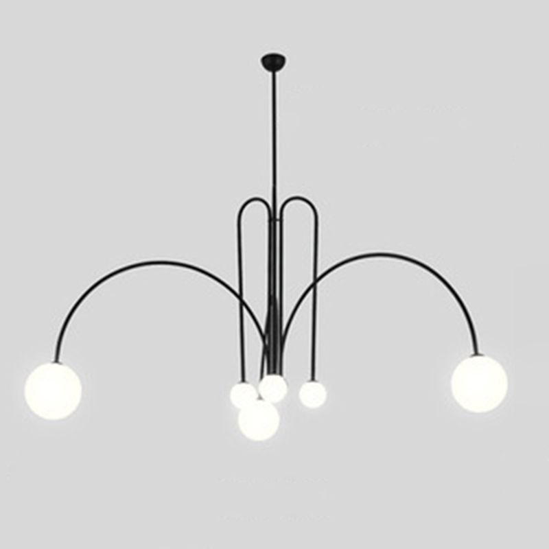 Creatividad posmoderna lámpara de techo de perlas vidrio crema de vidrio colgante con cordón colgante para sala de estar