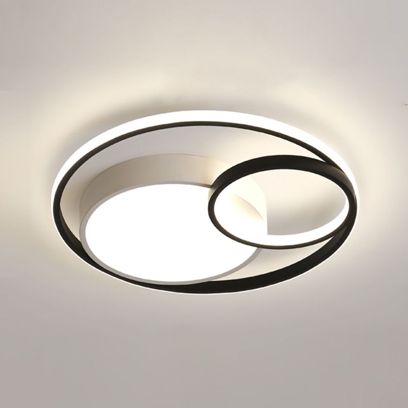 Moderne schwarz-weiße Deckenleuchte mit Acrylschirm, LED-Unterputzleuchte für Wohnzimmer