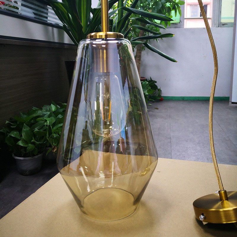 Gold Diamond Shaped Multi-Pendant Postmodern 3 Bulbs Blown Glass Hanging Ceiling Light