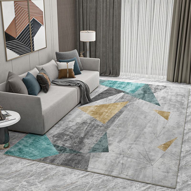 Relaxing Geometric Pattern Rug Polyester Area Carpet Stain Resistant Indoor Rug for Living Room