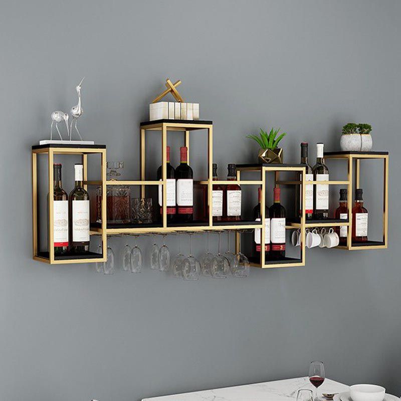 Metal Wall Mounted Wine Rack 7.8"W Wine Rack with Stemware Holder