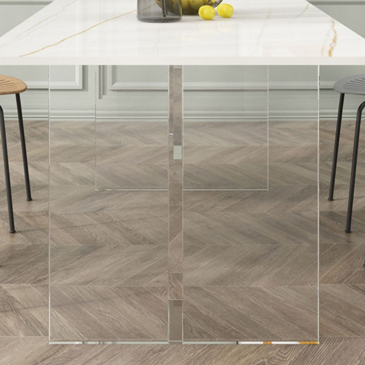 Modern Stone Top Dining Table Rectangle Acrylic Base Counter Dining Table