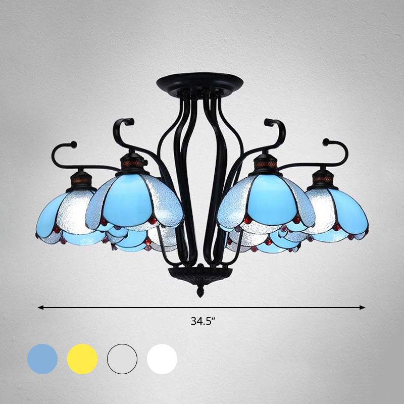 Black SmaswoPed Hanging Chandelier barocco 6/8 Luci kit di luce in vetro bianco/giallo/blu per soggiorno
