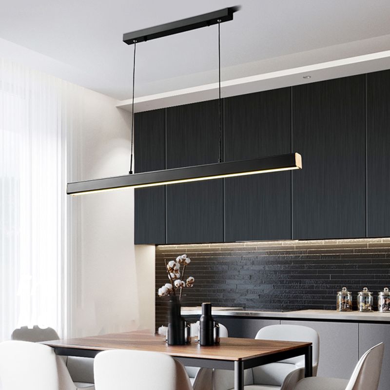 1 Light Linear Island Light Fixture Modernism Metal Island Pendant Lights