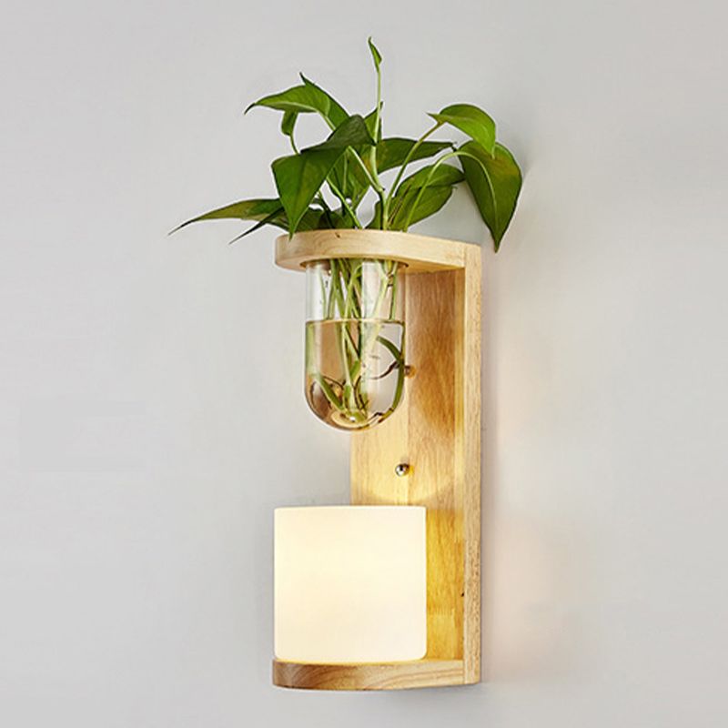 Modern Style Wall Light Wood 1 Light Sconces for Bedroom without Plant
