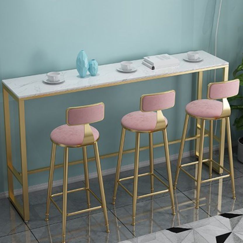 Glam 1/4/7 Pieces Bar Table Set Rectangle Stone Counter Table with High Stools for Cafe