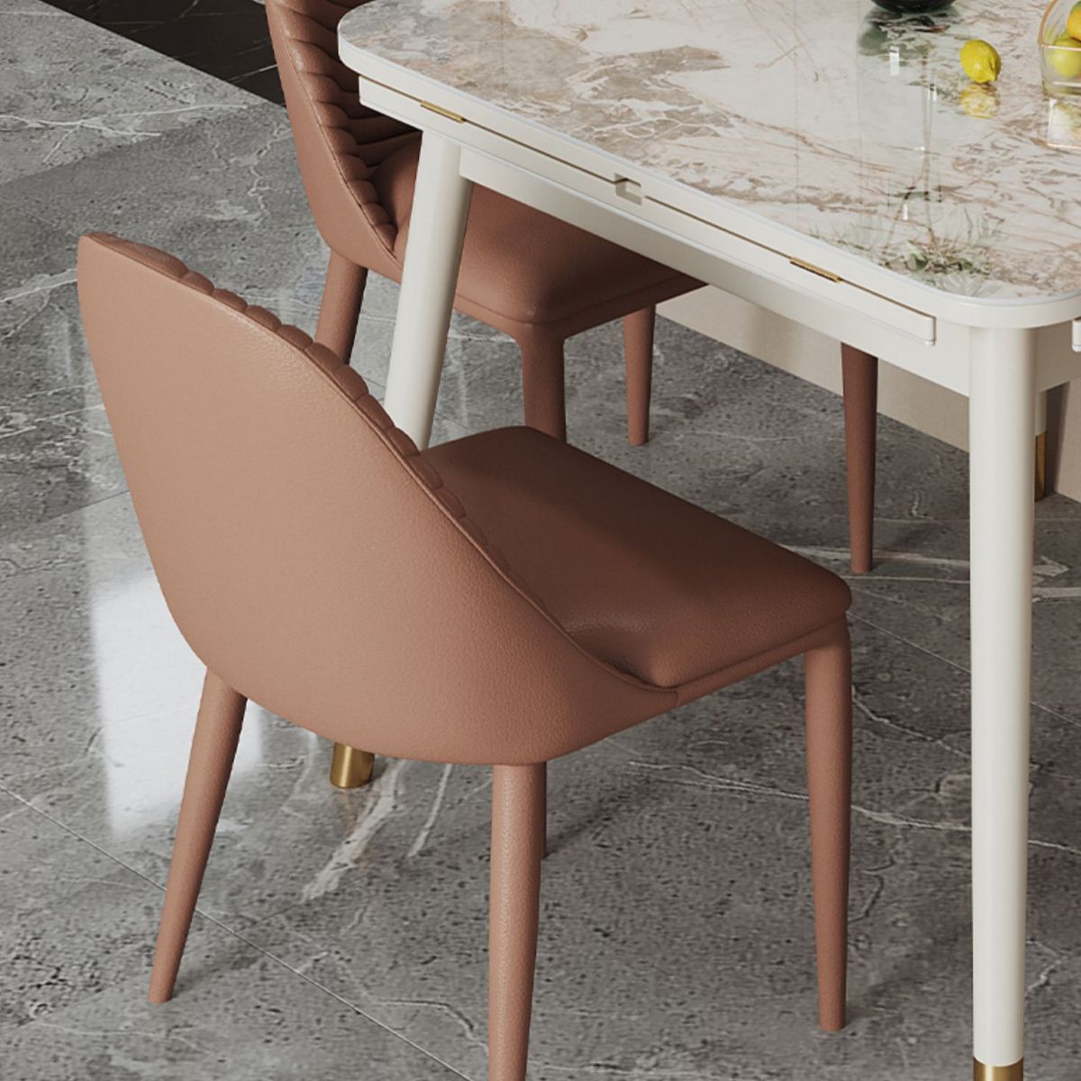 Modern Dining Room Side Chairs Faux Leather Armless Dining Chairs