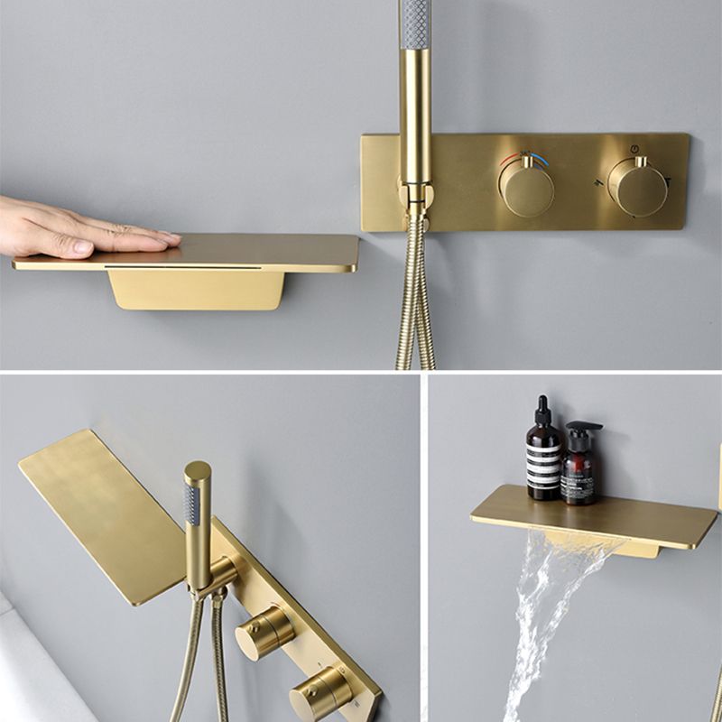Modern Shower System Brass Temperature Control Fixed Shower Head Shower Combo