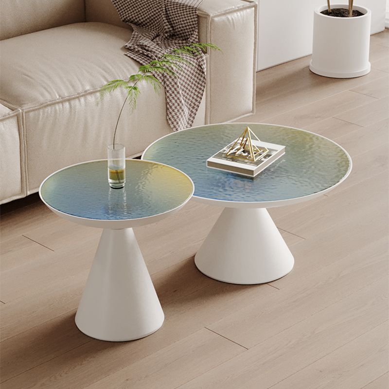 Glass Top Pedestal Coffee Table Modern No Distressing Round Bunching Tables