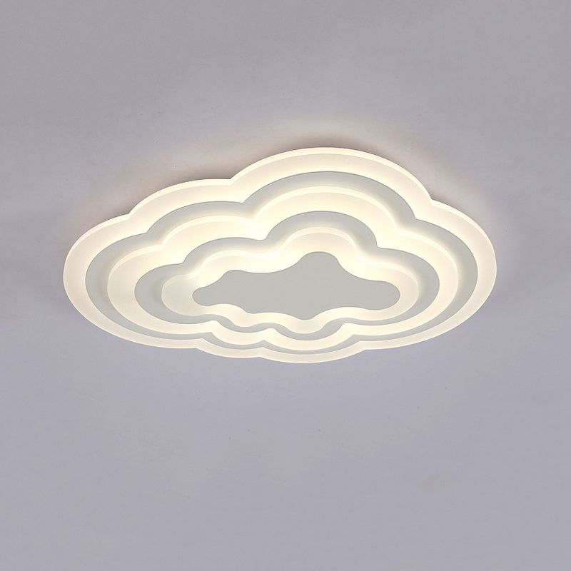 Metal Cloud Shape Flush Mount Modern 1 Light Flush Mount Lighting Fixtures in White