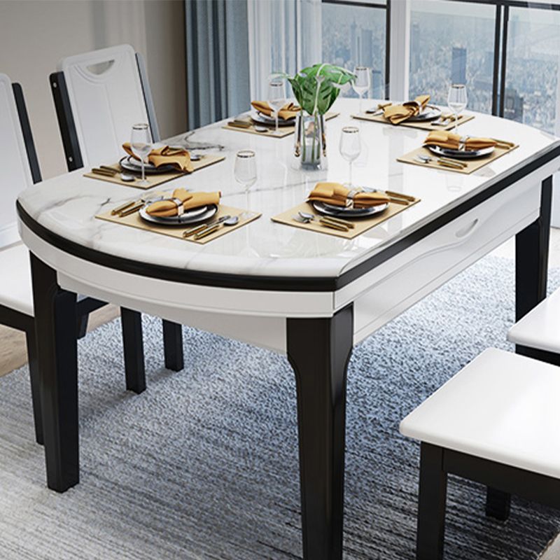 Drop-Leaf Dining Site Table Contemporary 4 Legs Dining Room Table