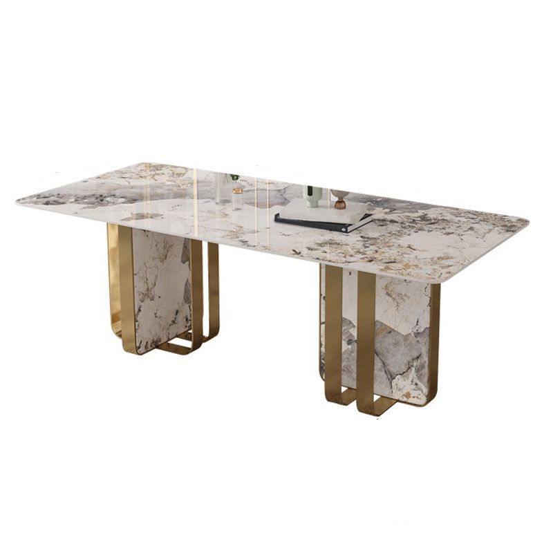 Glam Dining Table Set 1/2/3/5/7 Pcs Sintered Stone Dining Table with Upholstered Chairs