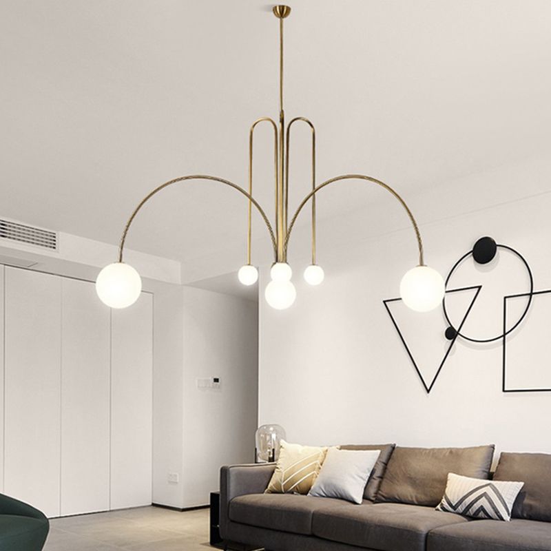 Creatividad posmoderna lámpara de techo de perlas vidrio crema de vidrio colgante con cordón colgante para sala de estar