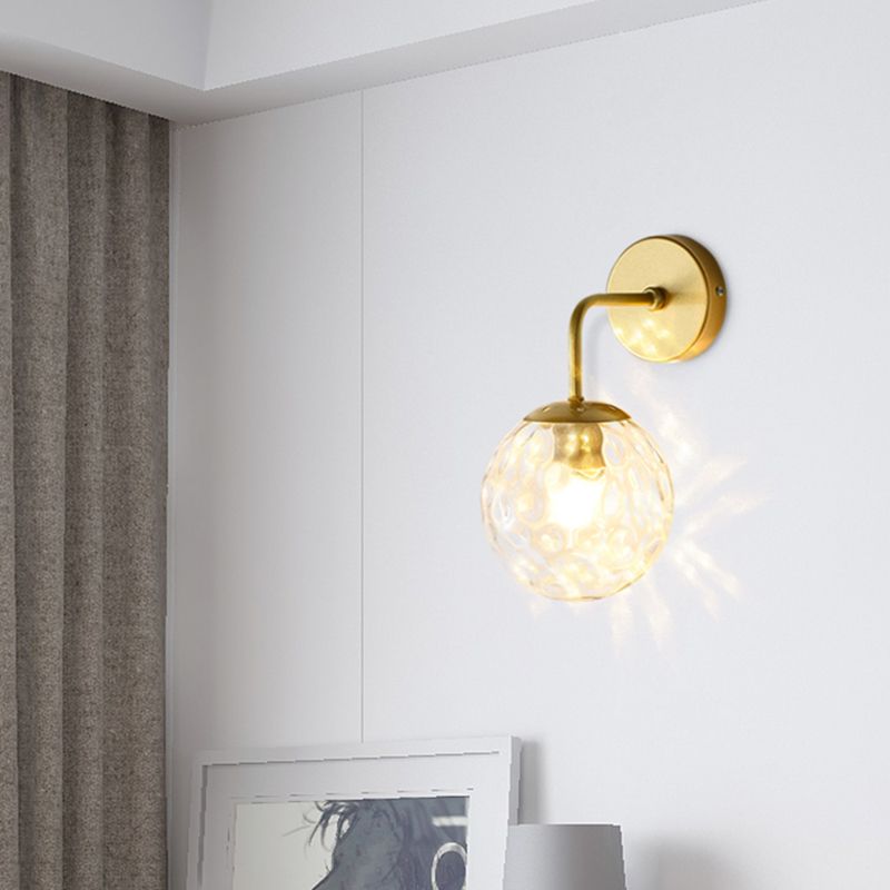 Modern Metal Wall Sconce Ball Shape Wall Light with Glass Shade for Living Room