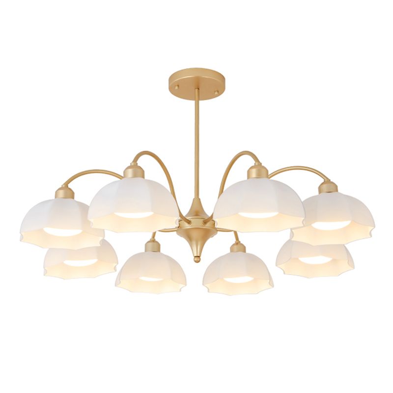 Luce a sospensione floriata in vetro in lampadario di ferro laccato in stile creativo moderno per sala da pranzo