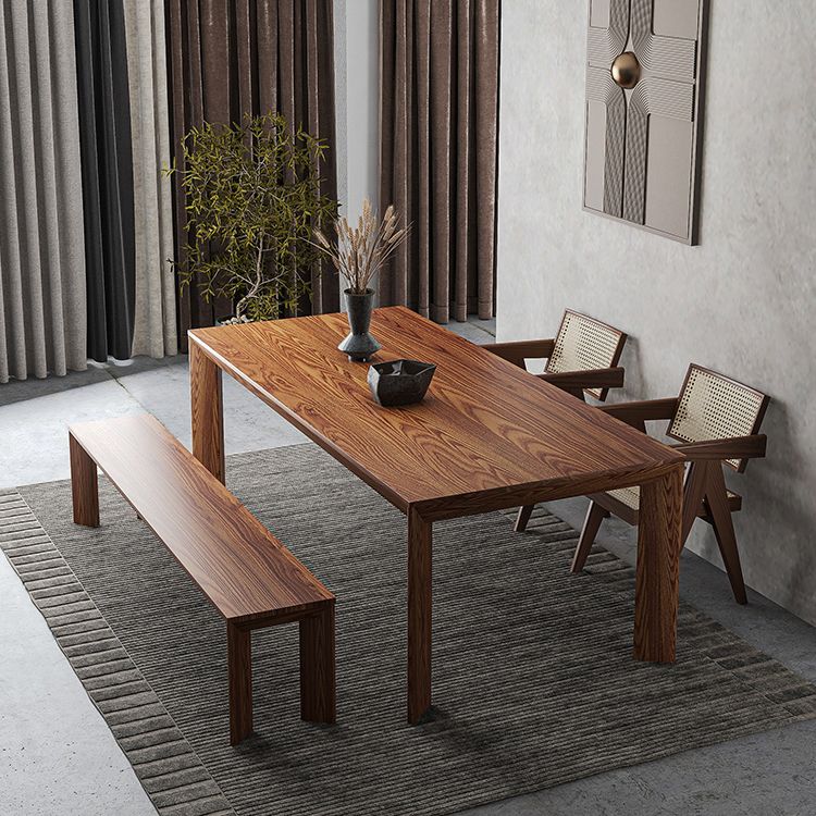 Industrial Rectangle Dining Room Table Solid Wood Fixed Kitchen Desk