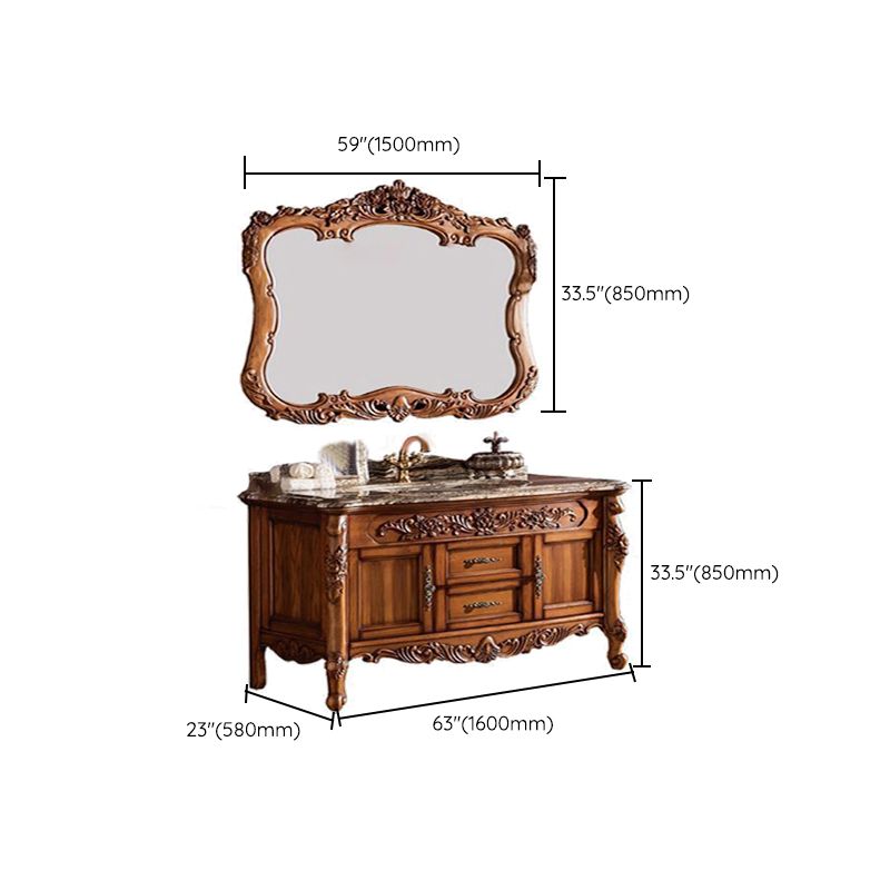 Freestanding Bathroom Vanity Set 2 Doors Single Sink Glam Drawers Vanity with Mirror