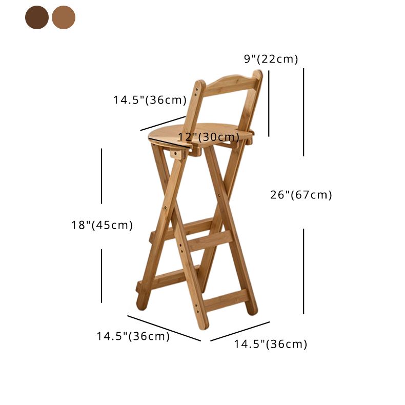 Modern Armless Backrest Counter Stool Wood Bedroom Bar Stool with Wooden Seat and Pedal