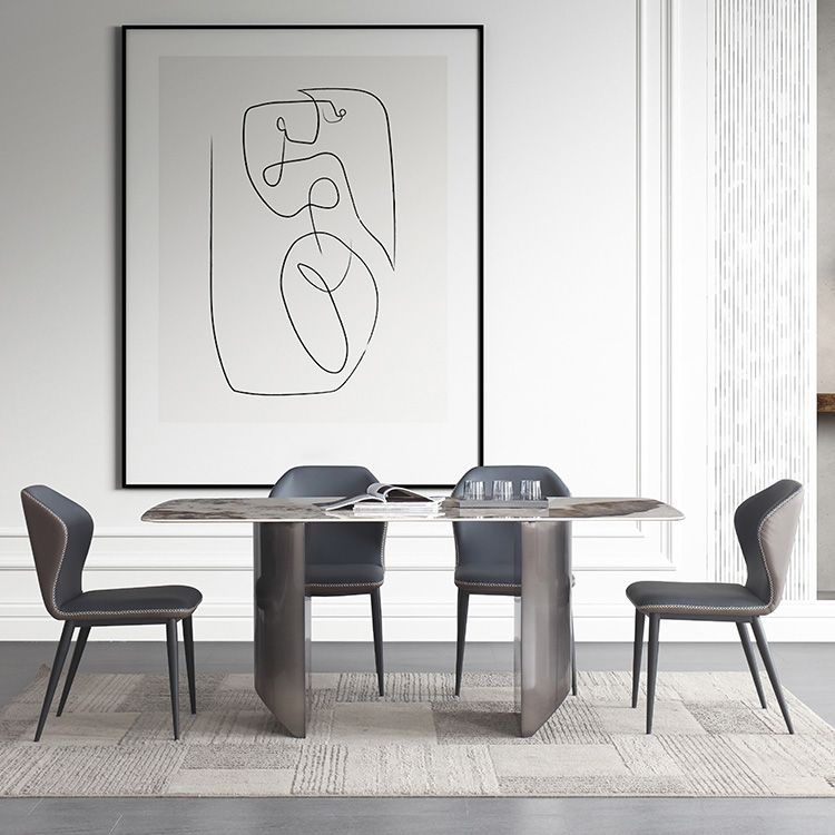 Metal Traditional Luxury Table Rectangular Sintered Stone Table