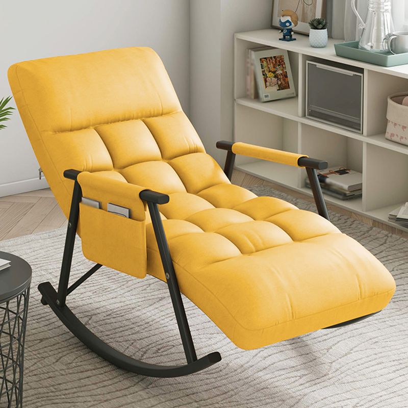 Faux Leather Upholstered Rocking Chair with Storage Rocker in Living Room