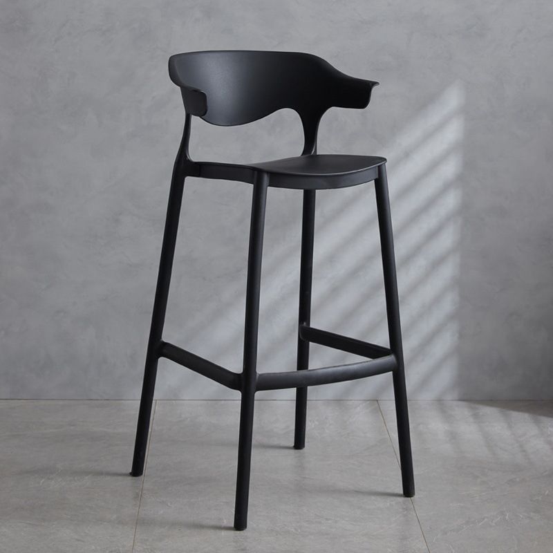 Contemporary Plastic Low Back Counter Stool Plastic Furniture in Matte Finish for Indoor