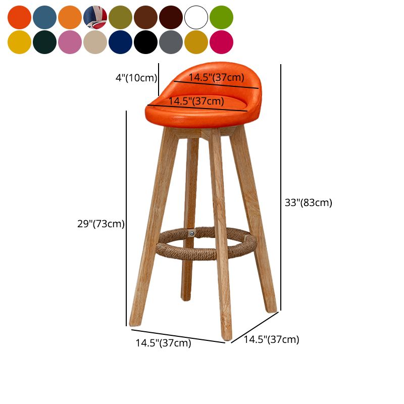 Natural Wood Upholstered Counter Stools Scandinavian Low Back Bar Stools