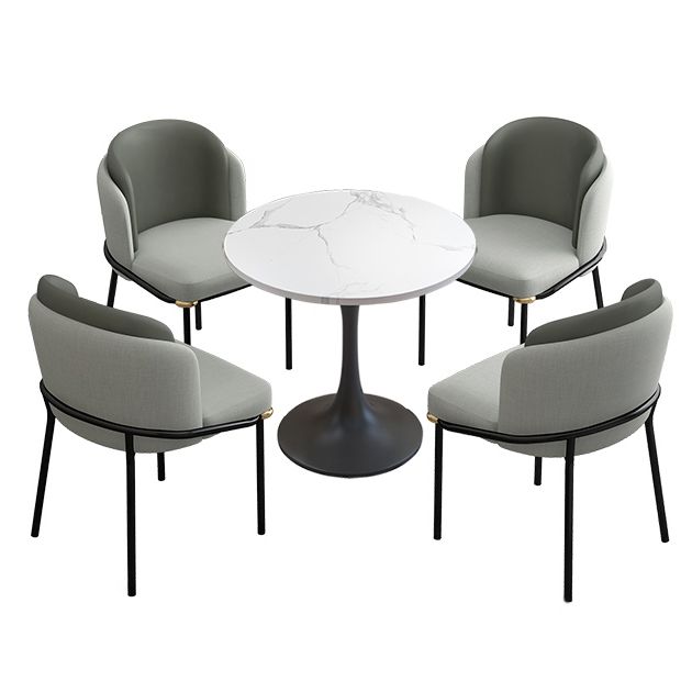 Table à manger en pierre frittée de style simple, table ronde à base de tulipe pour la maison