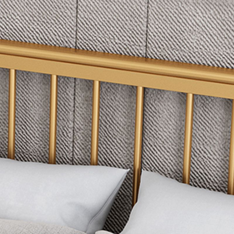 Modern Metal Folding Bed Rectangular Open-Frame Bed with Headboard