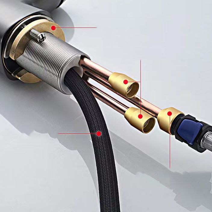 Modern Faucet 1-Handle and 1-Hole Copper with Pull out Sprayer Faucet