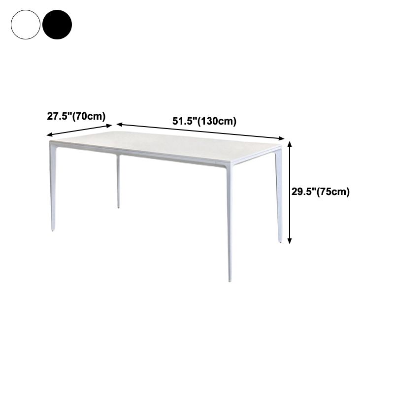 Modern Rectangle Dining Table Sintered Stone Top 4 Metal Legs Dining Room Table