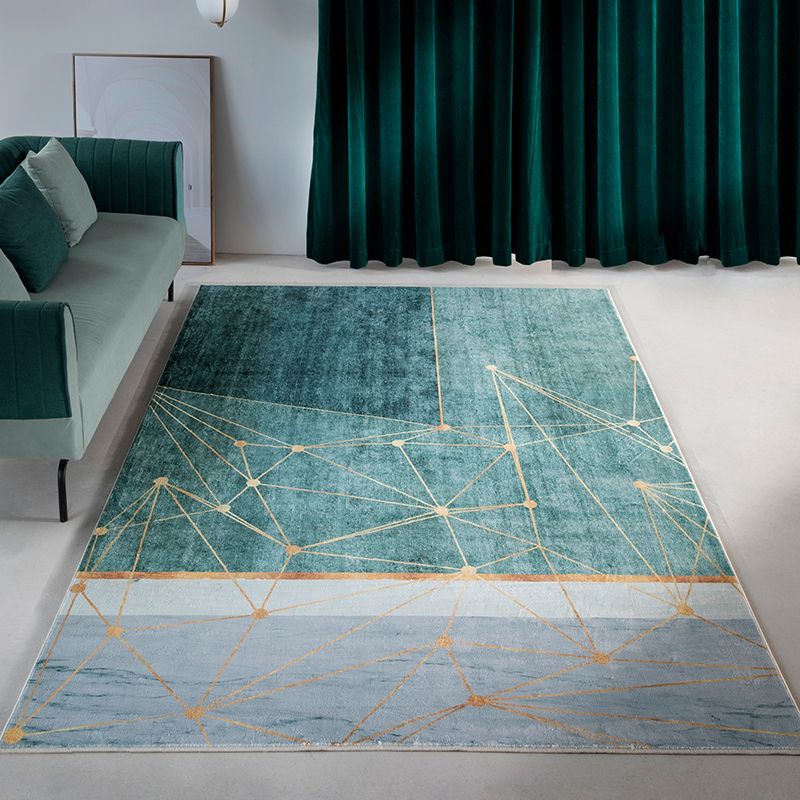 Grey Modern Area Rug Geometric Pattern Polyester Area Carpet Stain Resistant Rug for Drawing Room