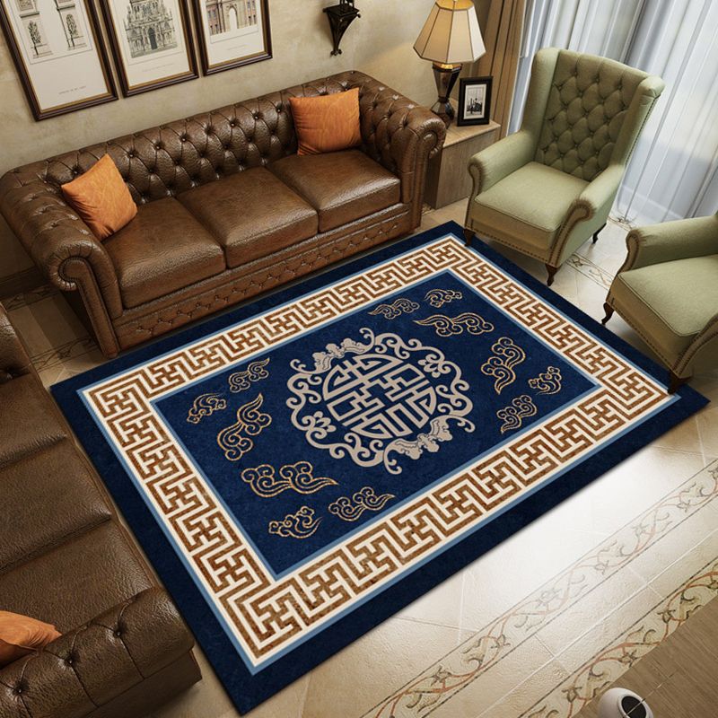 Rose Red Bohemian Rug Polyester Graphic Rug Non-Slip Backing Rug for Living Room
