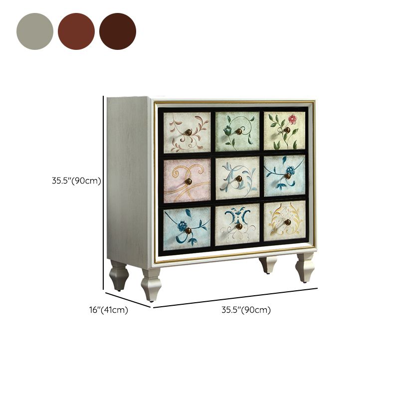 Traditional Bedroom Wooden Storage Chest Horizontal Chest with Drawers