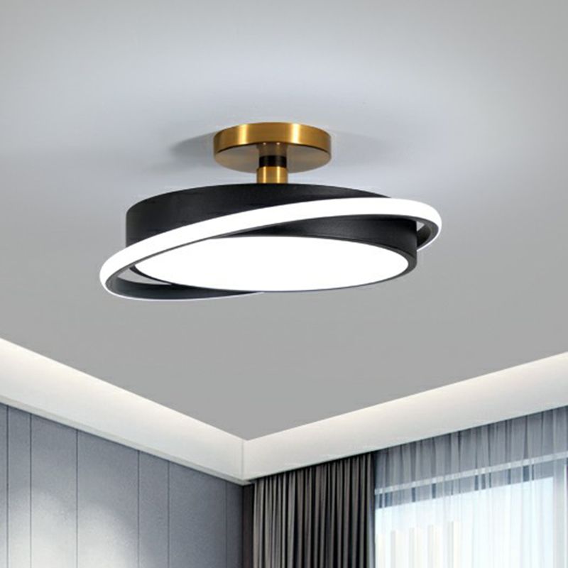 Round Semi Flush Ceiling Light Fixture Nordic Acrylic Bedroom LED Flush Mount Light