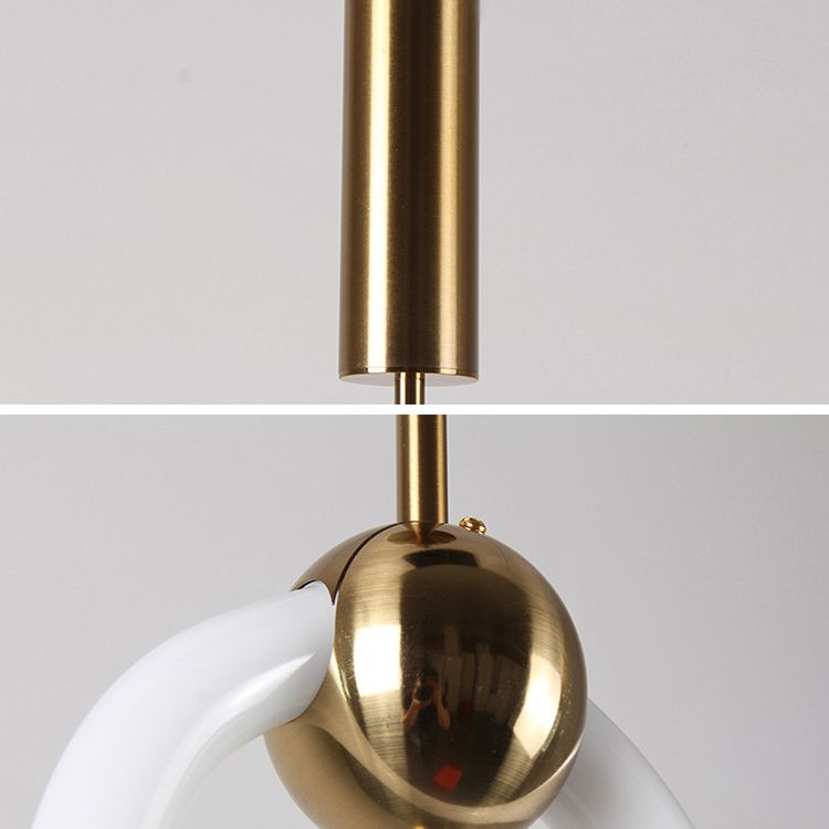 Gold Round Shape Pendant Lamp Modern Minimalist LED Hanging Lamp for Dining Table
