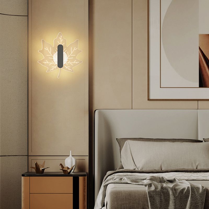 Metal and Acrylic LED Wall Flush Mount Contemporary in Black / White / Gold