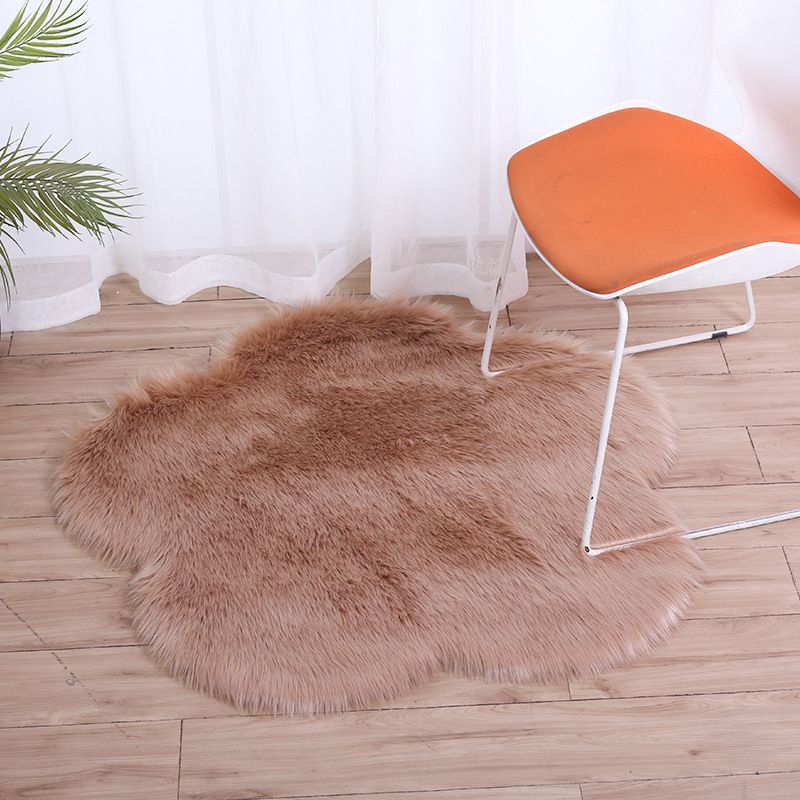Irregular Flower Shape Rug Living Room Carpet Polyester Washable Area Rug