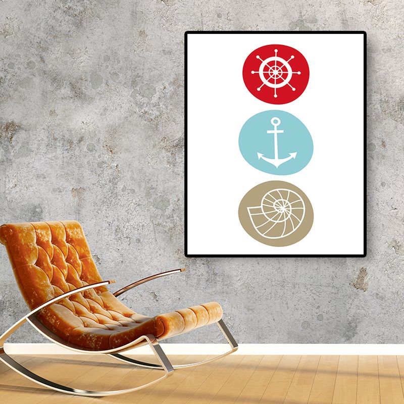 White Rudder and Anchor Canvas Print Decorative Tropical for Great Room Paintings