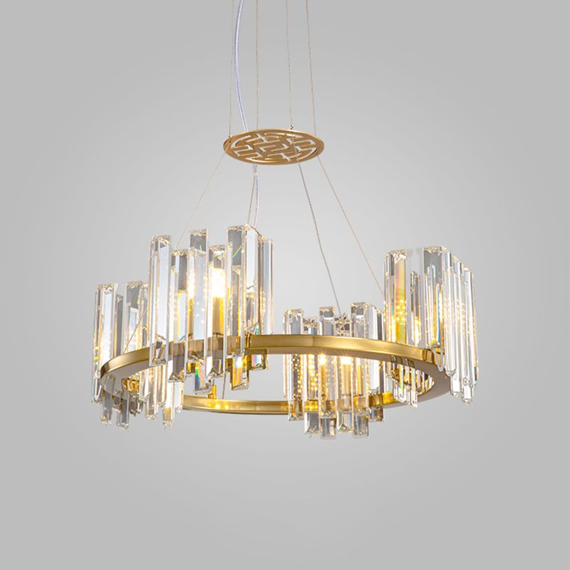 Goud 4/6 bollen plafondlamp modern helder kristal kubieke schaduw ringvormige kroonluchter verlichtingsarmatuur