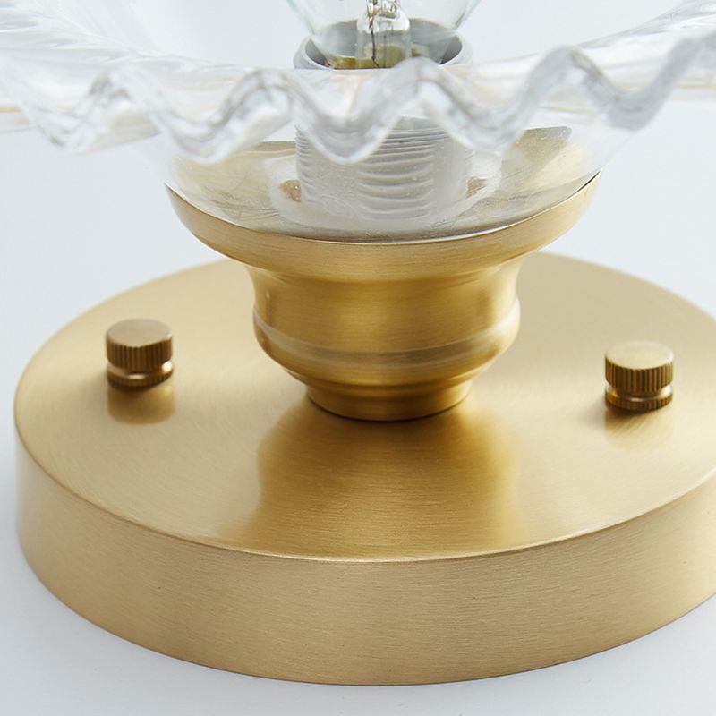 Golden Single Flush Mount Lighting Modernism Glass Shaded Ceiling Light