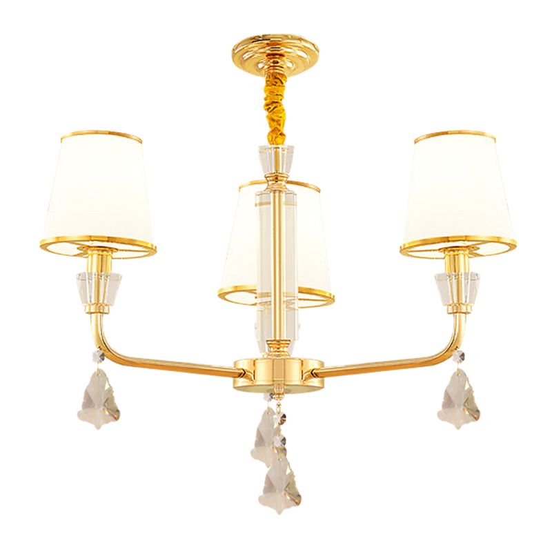 3-head kroonluchter verlichtingsarmatuur postmoderne slaapkamer hangende lamp met kegel opaal glazen schaduw in goud