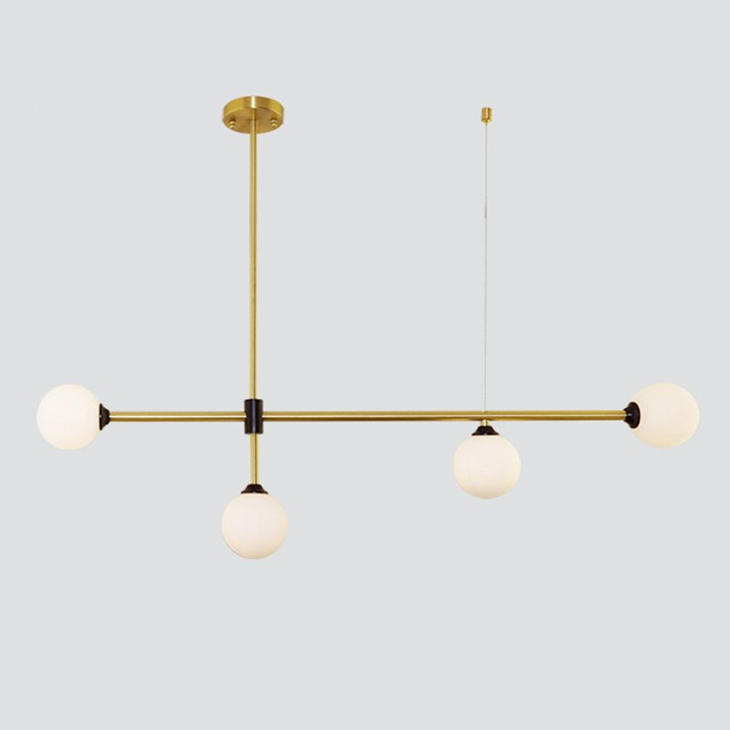 Linear Shape Pendant Lighting Modern Style Metal 3/4 Lights Hanging Lamp in Gold