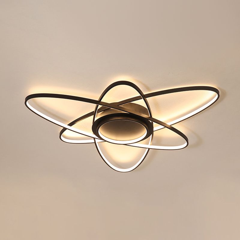 Contemporary Linear Flush Light Metal 4 Light Flush Mount Ceiling Fixture