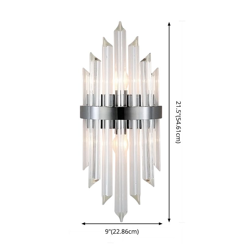 Lámpara de pared de la varita de 2 luces Estilo moderno luces de apliques de cristal negro y dorado